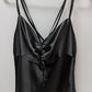TOPSHOP Black Sateen Crossback Strap Cami