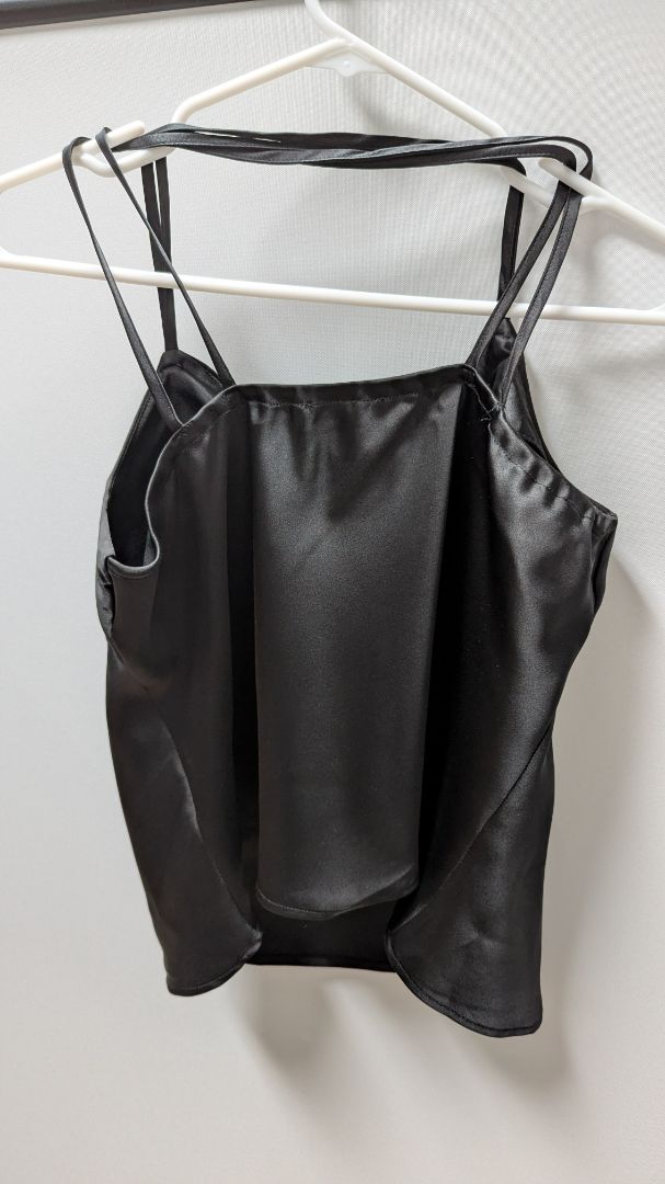 TOPSHOP Black Sateen Crossback Strap Cami