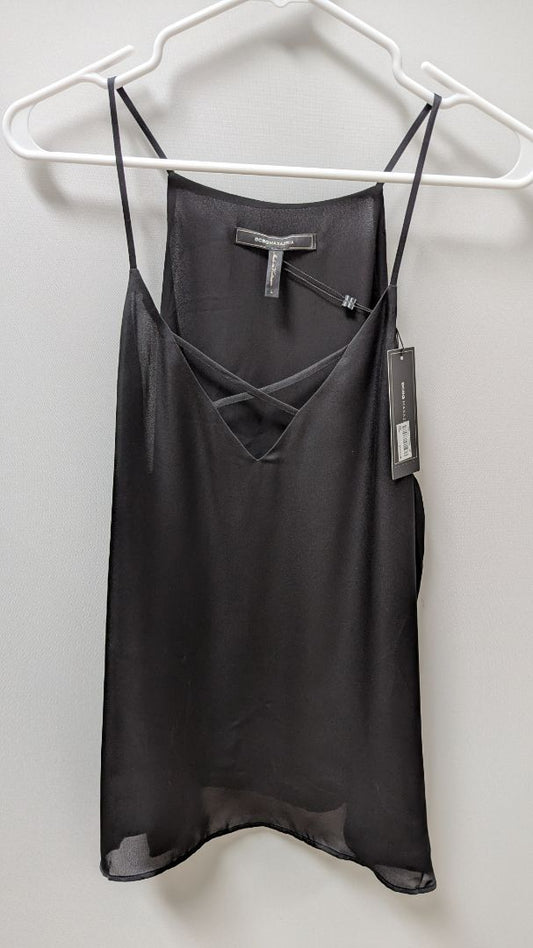 BCBGMAXAZRIA Black V-Neck Strappy Shell Blouse