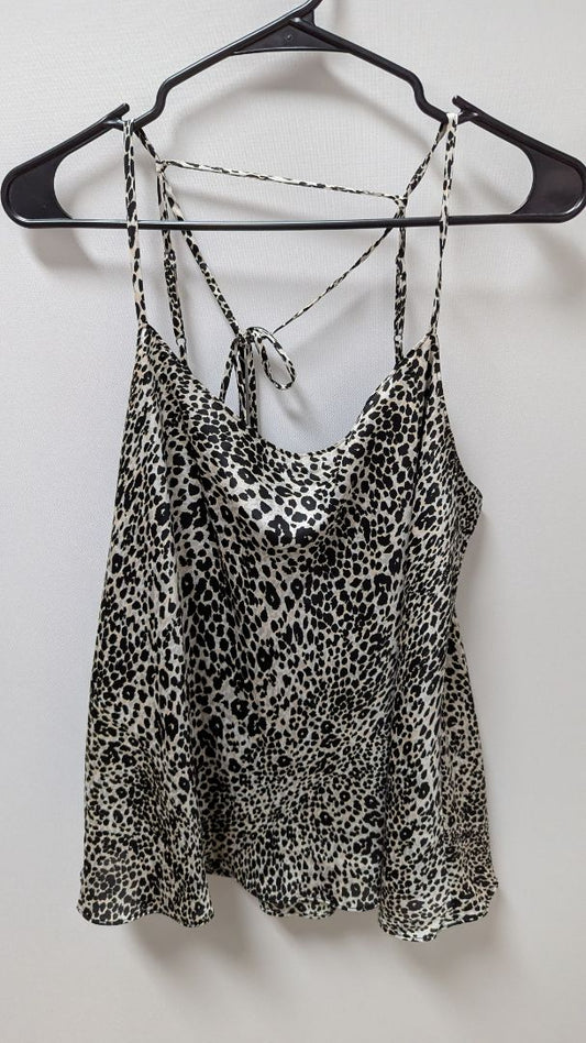 BCBGMAXAZRIA Black Animal Print Sleeveless Blouse