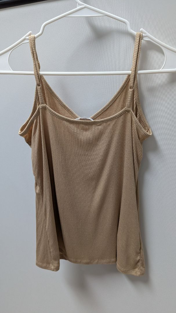 BCBGeneration Beige Ribbed Cami Tank Top