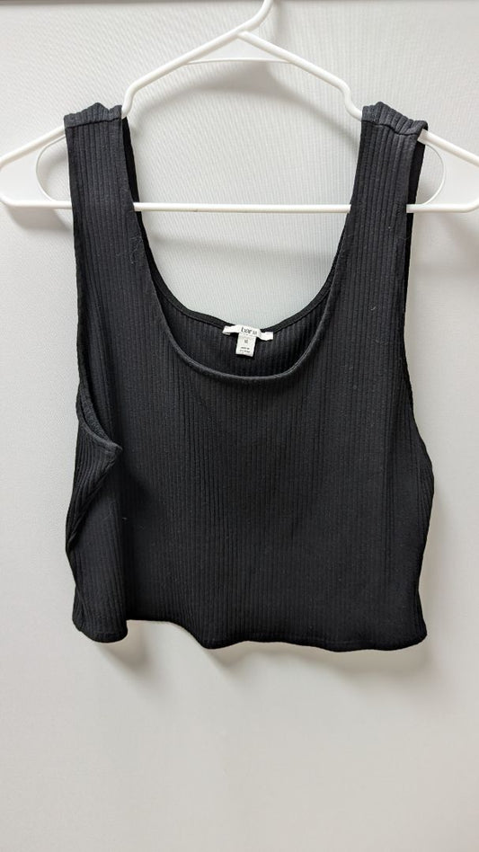 bar III Black Ribbed Sleeveless Crop Tank