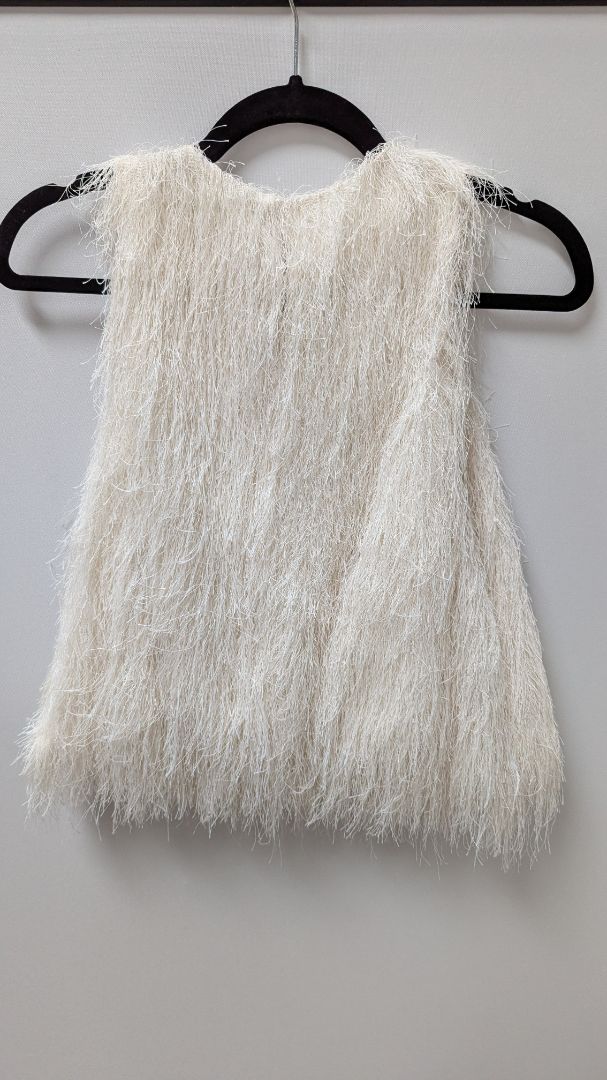 ZARA Ivory Fringed Sleeveless Cropped Blouse