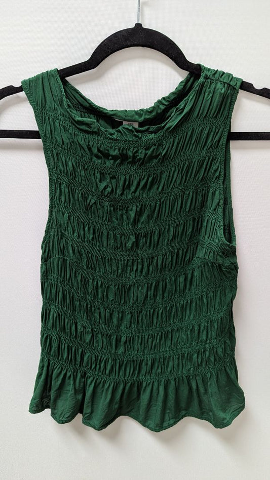 H&M Emerald Green Sleeveless Smocked Blouse