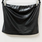 Good American Black Faux-Leather Split-Back Tube Top