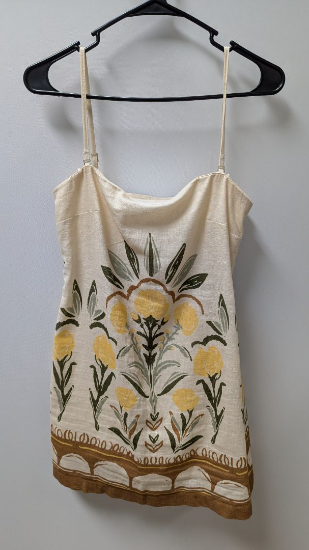 Abercrombie & Fitch Cream Linen-Blend Strapless Romper