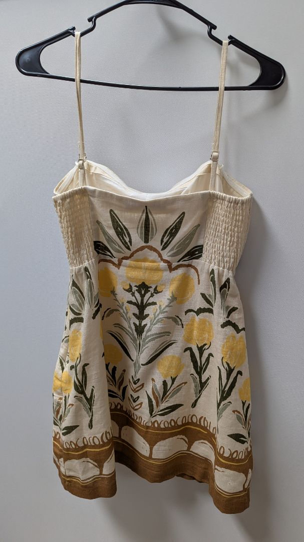 Abercrombie & Fitch Cream Linen-Blend Strapless Romper