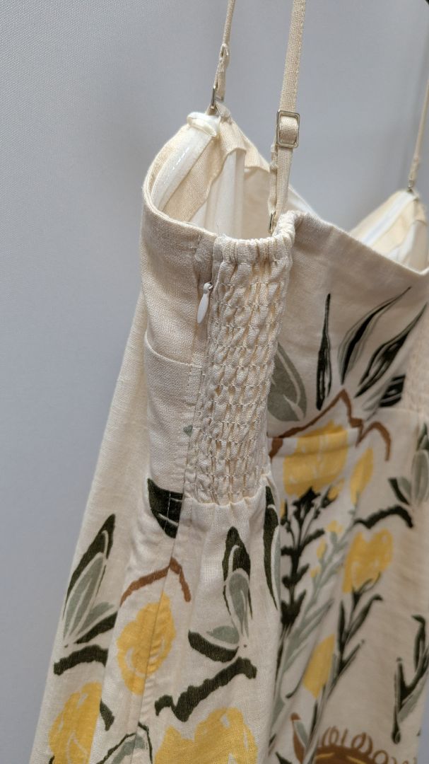 Abercrombie & Fitch Cream Linen-Blend Strapless Romper