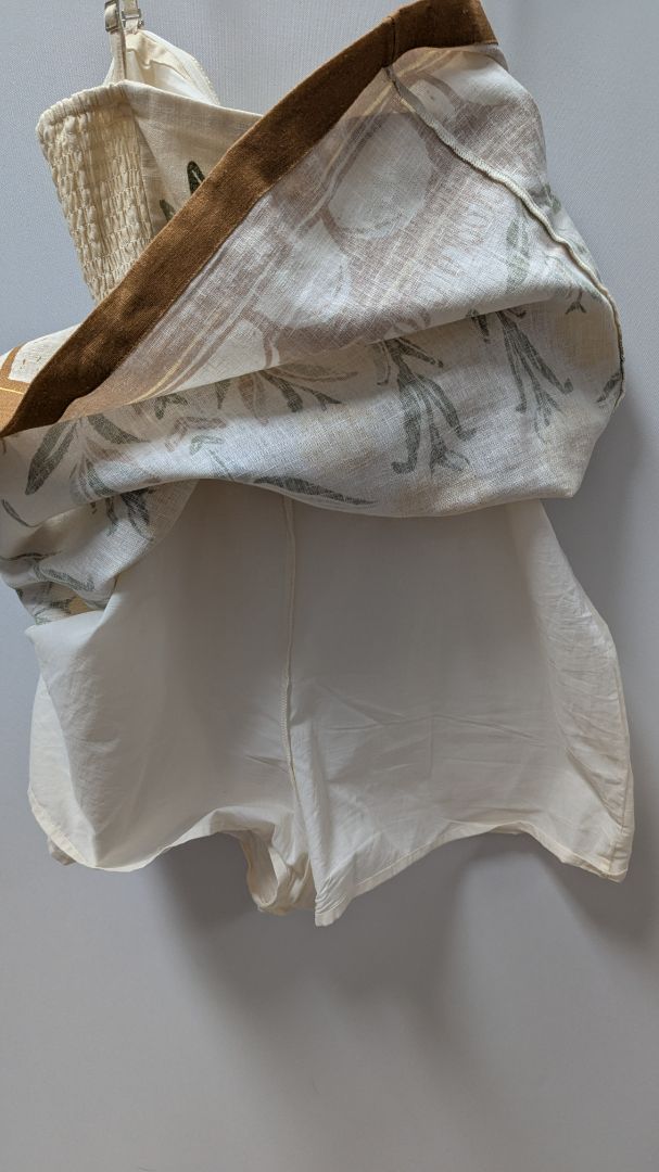 Abercrombie & Fitch Cream Linen-Blend Strapless Romper