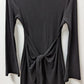 Fashion Black Tie-Front Waist Mini Sweater Dress