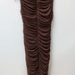 Brown Sleeveless Turtleneck Mesh Bodycon Dress