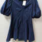 H&M Navy Puff-Sleeve V-Neck Mini Dress