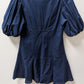 H&M Navy Puff-Sleeve V-Neck Mini Dress