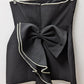 AZHONG Black Faux Pearl Strapless A-Line Mini Dress with Bow