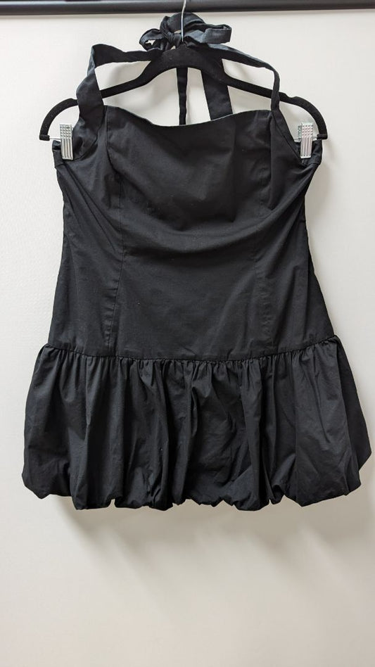 All in Favor Black Halter-Neck Ruffled Mini Dress