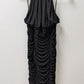 AFRM Black Halter-Neck Mesh Ruched Bodycon Dress