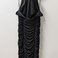 AFRM Black Halter-Neck Mesh Ruched Bodycon Dress