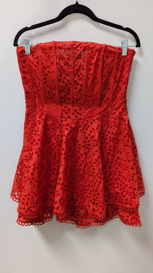 ASTR Red Lace Smocked Corset Mini Dress