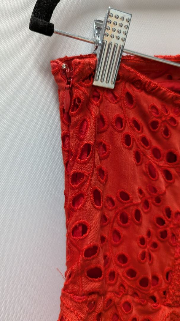 ASTR Red Lace Smocked Corset Mini Dress