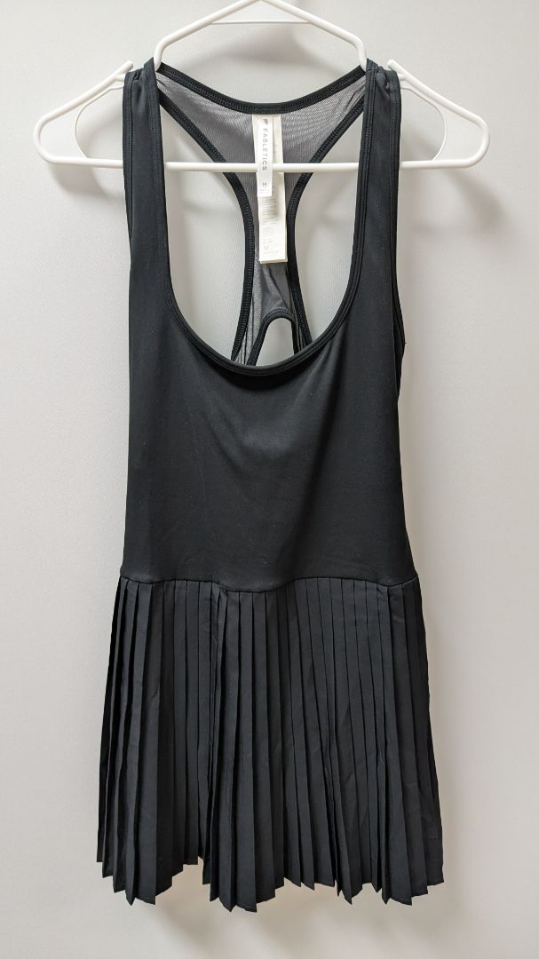 Fabletics Black Hot-Shot Pleated Tennis Dress