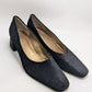 Joan & David Black Velvet Square-Toe Low-Block Heel Pumps
