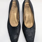 Joan & David Black Velvet Square-Toe Low-Block Heel Pumps