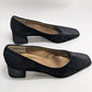 Joan & David Black Velvet Square-Toe Low-Block Heel Pumps