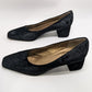 Joan & David Black Velvet Square-Toe Low-Block Heel Pumps