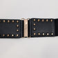 Black Elastic Studded Faux-Leather Wide-Waist Belt