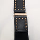 Black Elastic Studded Faux-Leather Wide-Waist Belt