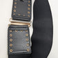Black Elastic Studded Faux-Leather Wide-Waist Belt