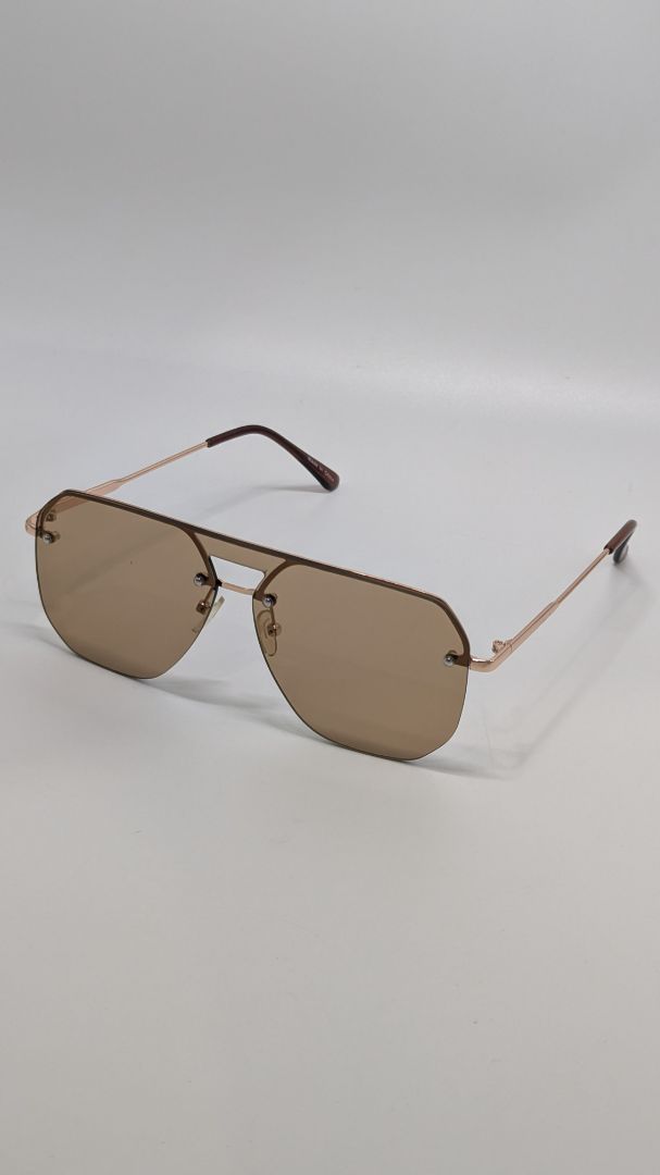 Gold-Tone Rimless Pilot Sunglasses