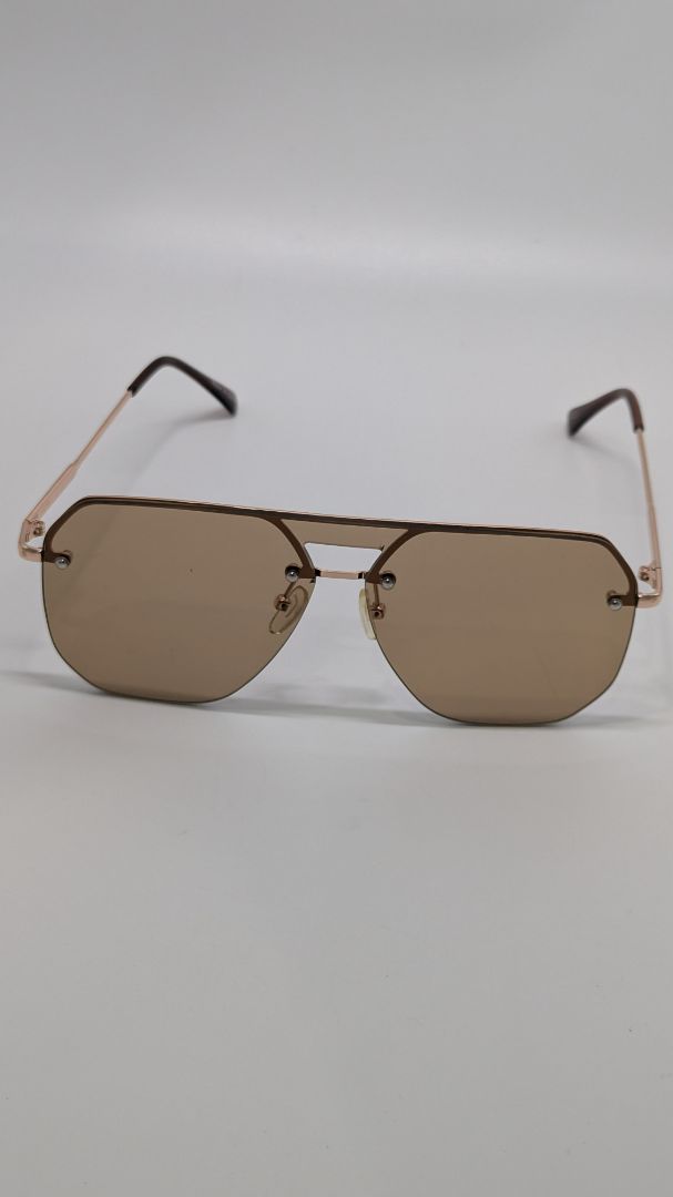 Gold-Tone Rimless Pilot Sunglasses