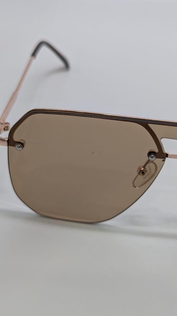 Gold-Tone Rimless Pilot Sunglasses