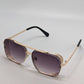 Gold-Tone Retro Square Navigator Sunglasses