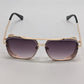Gold-Tone Retro Square Navigator Sunglasses