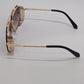 Gold-Tone Retro Square Navigator Sunglasses