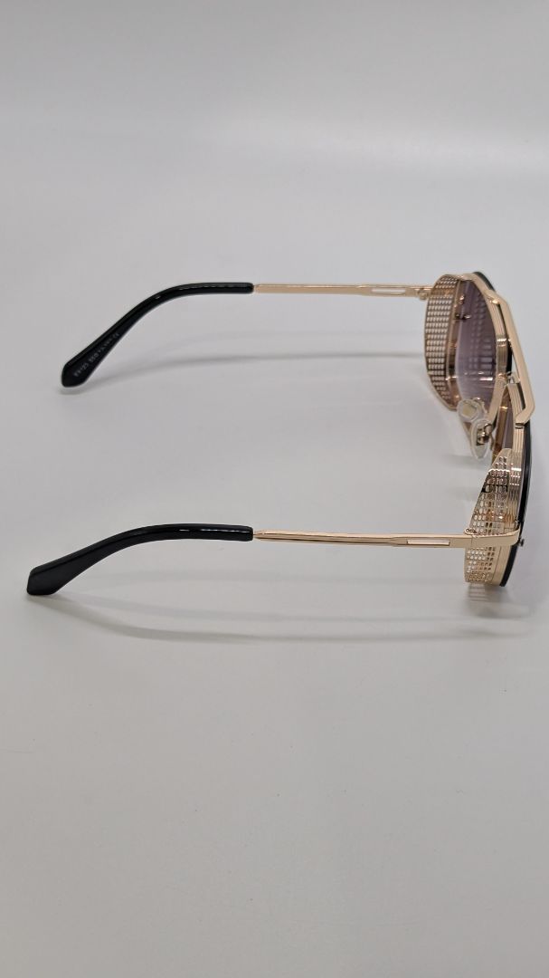 Gold-Tone Retro Square Navigator Sunglasses