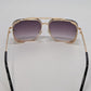 Gold-Tone Retro Square Navigator Sunglasses