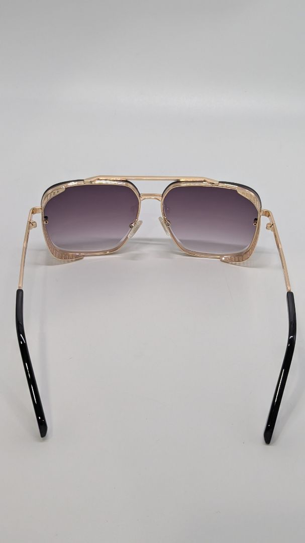 Gold-Tone Retro Square Navigator Sunglasses