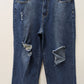 Medium Wash Distressed Wide-Leg Baggy Jeans