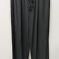Black Elastic Waist Ribbed Wide-Leg Pants