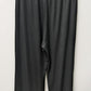 Black Elastic Waist Ribbed Wide-Leg Pants