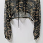 Dark Green Camo Sheer Mesh Cropped Hoodie