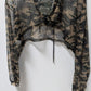 Dark Green Camo Sheer Mesh Cropped Hoodie