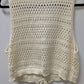 Cream Tie-Front Crochet Cropped Vest