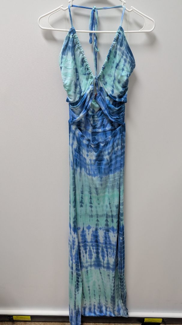 Silvergate Blue Tie-Dye Halter-Neck Maxi Dress