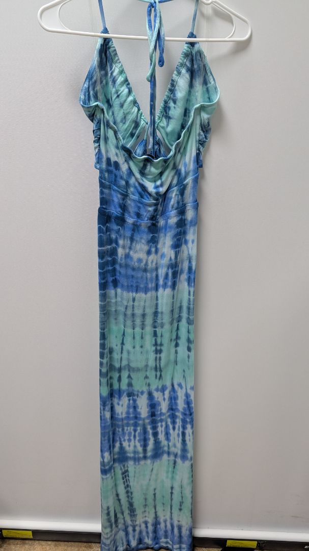 Silvergate Blue Tie-Dye Halter-Neck Maxi Dress