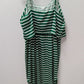 SHEIN Emerald Green/White Striped Drawstring Waist Dress