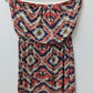 TRIXXI Tan/Navy/Pink Printed Strapless Mini Dress